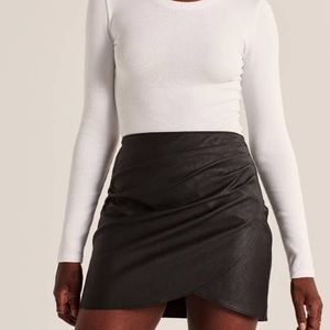 Womens A&F Faux Leather Wrap Skirt